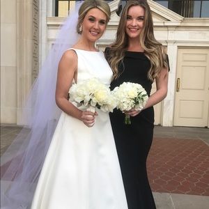 Kleinfields off the shoulder black bridesmaid dres